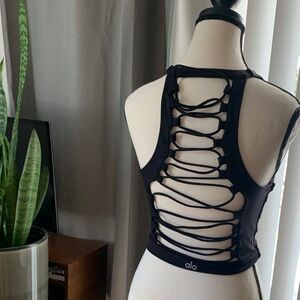 ALO Yoga Black Strappy Crop Top